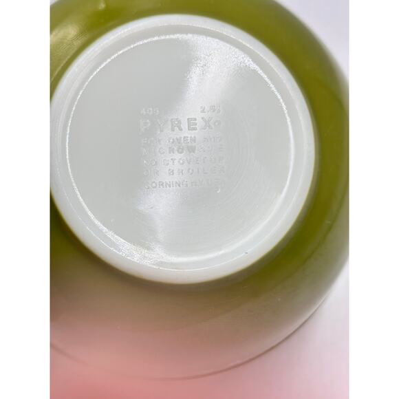 Vintage PYREX 403 Green Crazy Daisy Spring Blossom Glass Mixing Bowl 2.5 Qt - Picture 8 of 8